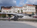 Abandoibarra bridge and university of Deusto in Bilbao city in Spain