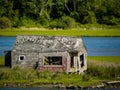 Abandon cottage on Narrow River, Narragansett, RI.