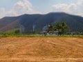 Abandon Cultivated Land Area Contrast with Abundance Area in Background Royalty Free Stock Photo
