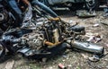 Abandon rusty motor cycle engine waste photo taken in jakarta indonesia