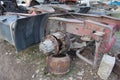 Abandon for years and old trucks rusts. Interior of abandoned old car Royalty Free Stock Photo