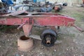 Abandon for years and old trucks rusts. Interior of abandoned old car Royalty Free Stock Photo