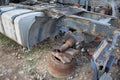 Abandon for years and old trucks rusts. Interior of abandoned old car Royalty Free Stock Photo