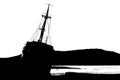 Aground ship at beach graphic silhouette