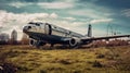 Abandoned Aircraft. Generative AI Royalty Free Stock Photo