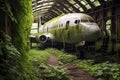 abandoned aircraft with nature taking over