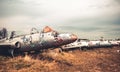 Abandoned airplane on the airfield