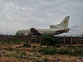 Abandoned airplane in the airport