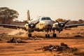 Abandoned airplane in the desert of Namibia, Africa, small prop plane, landing on dirt landing strip in Africa, AI Generated Royalty Free Stock Photo