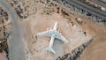 Abandoned airplane in the desert of Umm Al Quwain emirate of the