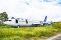 Abandoned damaged Airplane Graveyard at grassland in Chiang mai,Thailand