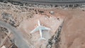 Abandoned airplane in the desert of Umm Al Quwain emirate of the