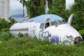 Abandoned Airplane,old crashed plane with,plane wreck tourist at Royalty Free Stock Photo