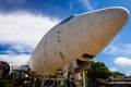 Abandoned Airplane ,old crashed plane wreck danger tourist attraction located on street of Kuta