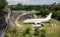 Abandoned Airplane , old crashed plane wreck danger tourist attraction located on street of Kuta