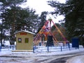 Abandoned amusement attraction park in winter time, Minsk Royalty Free Stock Photo