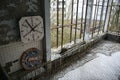 Abandoned amusement park in ghost town Prypiat in Chornobyl exclusion zone. Ukraine, December 2019