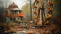 abandoned amusement park , layout Royalty Free Stock Photo