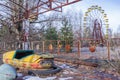 Abandoned amusement park in Pripyat, in Chernobyl Exclusion Zone, Ukraine Royalty Free Stock Photo