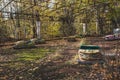 Abandoned amusement park in Pripyat ghost town, Chernobyl. Royalty Free Stock Photo