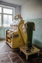 Abandoned analytic laboratory in old empty flour mill factory