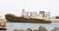 Abandoned and anchored ship in the port of Los MÃÂ¡rmoles, Arrecife