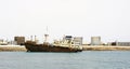 Abandoned and anchored ship in the port of Los MÃÂ¡rmoles, Arrecife