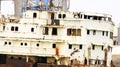 Abandoned and anchored ship in the port of Los MÃÂ¡rmoles, Arrecife, Lanzarote