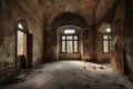 Abandoned ancient building interior hall. Generate Ai