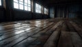 Abandoned apartment with old parquet flooring and damaged walls generated by AI