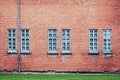 Abandoned architecture background with brick wall and windows Royalty Free Stock Photo