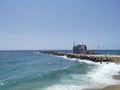 Abandoned bar on Barcelona beach breakwater Royalty Free Stock Photo