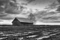 Abandoned Barn House Under The Dramatic Skies