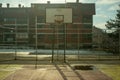 Abandoned basketball court from communist era Royalty Free Stock Photo