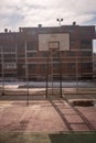 Abandoned basketball court from communist era Royalty Free Stock Photo