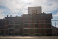 Abandoned basketball court from communist era Royalty Free Stock Photo