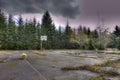 Abandoned basketball court