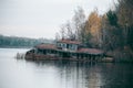 Abandoned bay on the lake in Pripyat in Chernobyl