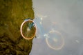 abandoned bicycle under the water