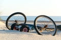 Abandoned bike on beach Royalty Free Stock Photo