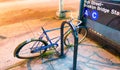 Abandoned bike at night in New York street Royalty Free Stock Photo