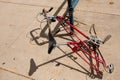 An abandoned bike without wheels Royalty Free Stock Photo