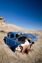 Abandoned blue car