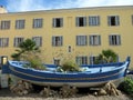 Abandoned boat flower planter