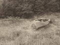 abandoned boat in the forest Royalty Free Stock Photo