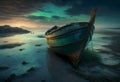 Abandoned Boat in Green Seascape