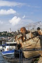 Old Towboats Cranes Barges And Dredgers At Ship Junkyard On Sava River At Savamala Area - Belgrade Ã¢â¬â Serbia