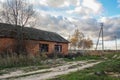 Abandoned brick house, Russian outback. Royalty Free Stock Photo