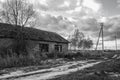 Abandoned brick house, Russian outback. Royalty Free Stock Photo