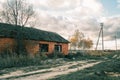 Abandoned brick house, Russian outback. Royalty Free Stock Photo